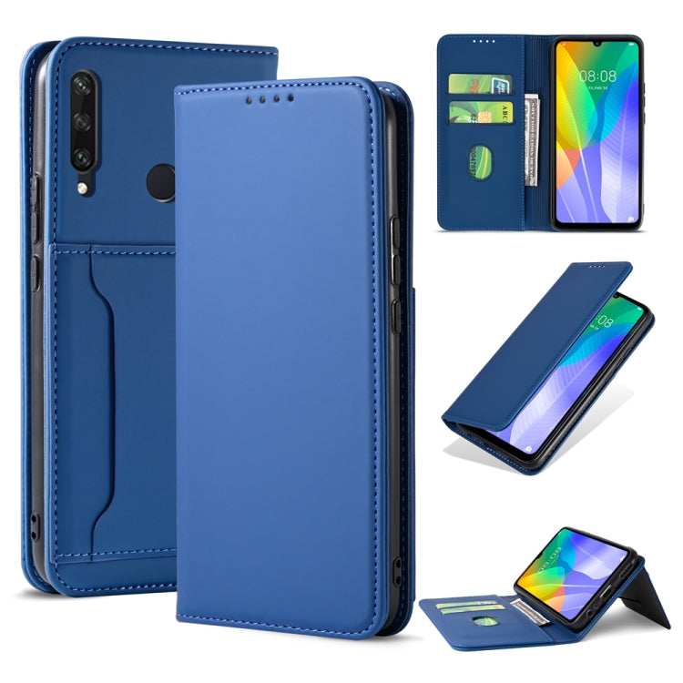 For Huawei Y6P Strong Magnetism Liquid Feel Horizontal Flip Leather Case with Holder & Card Slots & Wallet
