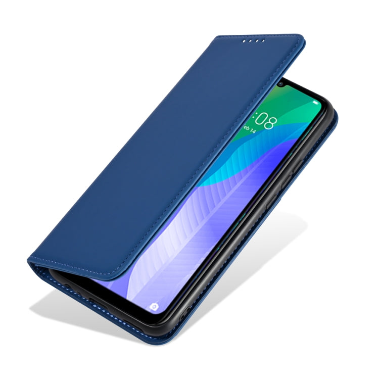 For Huawei Y6P Strong Magnetism Liquid Feel Horizontal Flip Leather Case with Holder & Card Slots & Wallet