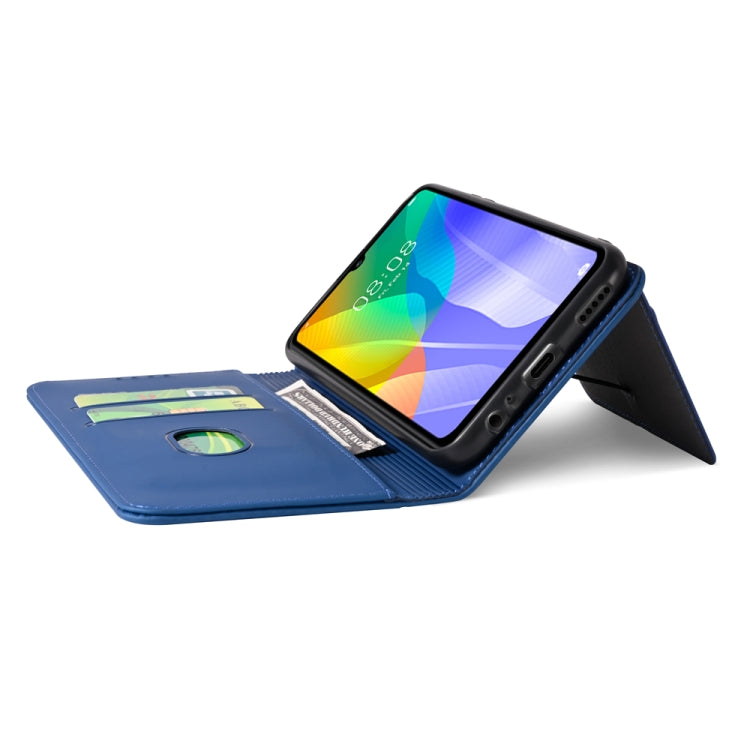 For Huawei Y6P Strong Magnetism Liquid Feel Horizontal Flip Leather Case with Holder & Card Slots & Wallet