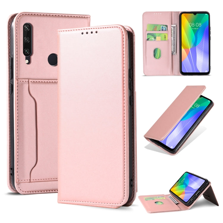 For Huawei Y6P Strong Magnetism Liquid Feel Horizontal Flip Leather Case with Holder & Card Slots & Wallet