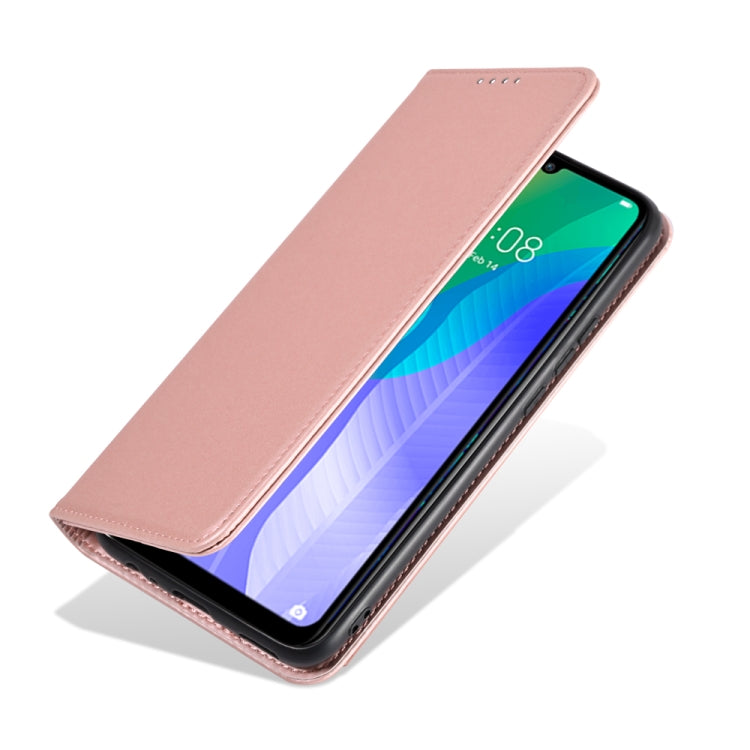 For Huawei Y6P Strong Magnetism Liquid Feel Horizontal Flip Leather Case with Holder & Card Slots & Wallet