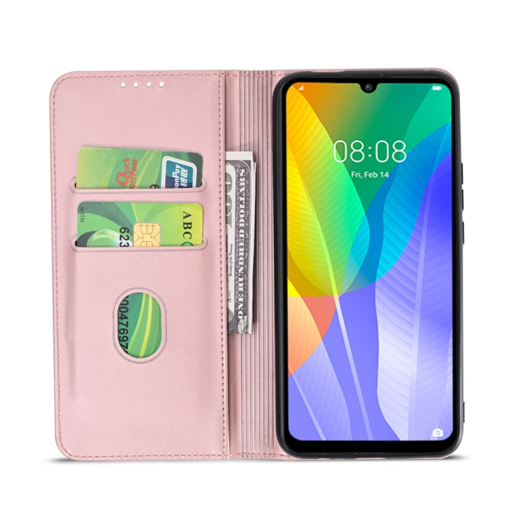 For Huawei Y6P Strong Magnetism Liquid Feel Horizontal Flip Leather Case with Holder & Card Slots & Wallet