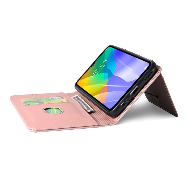 For Huawei Y6P Strong Magnetism Liquid Feel Horizontal Flip Leather Case with Holder & Card Slots & Wallet