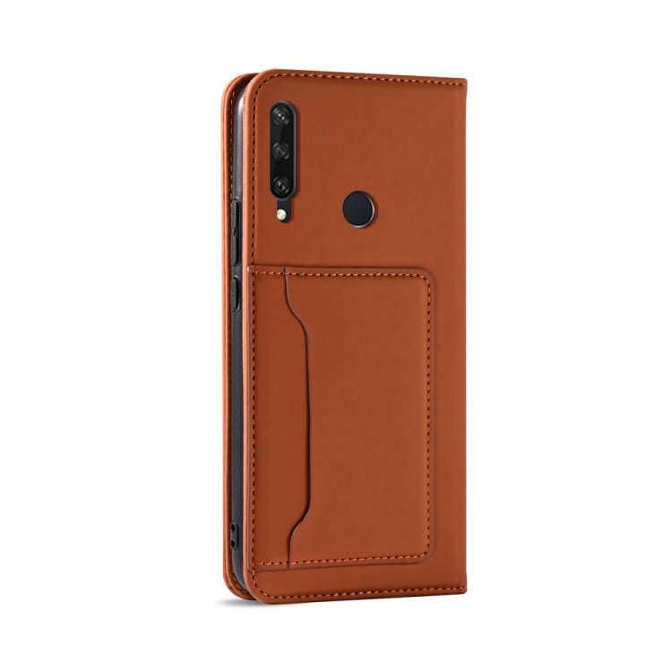 For Huawei Y6P Strong Magnetism Liquid Feel Horizontal Flip Leather Case with Holder & Card Slots & Wallet