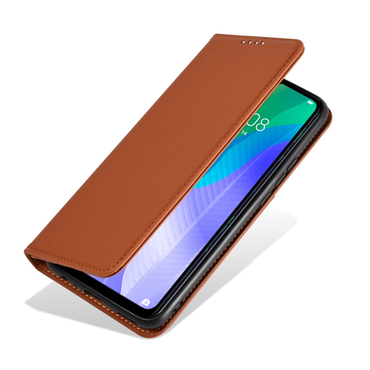 For Huawei Y6P Strong Magnetism Liquid Feel Horizontal Flip Leather Case with Holder & Card Slots & Wallet