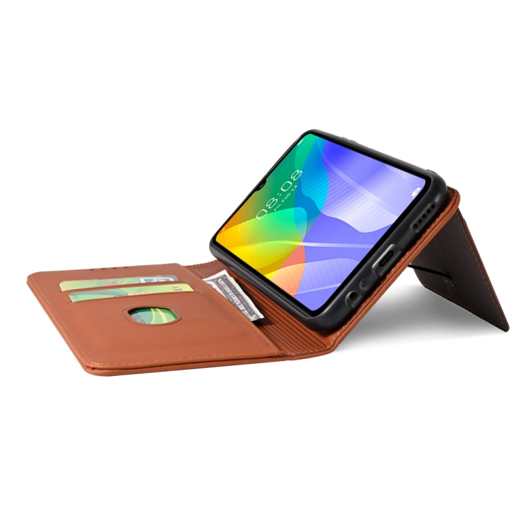 For Huawei Y6P Strong Magnetism Liquid Feel Horizontal Flip Leather Case with Holder & Card Slots & Wallet