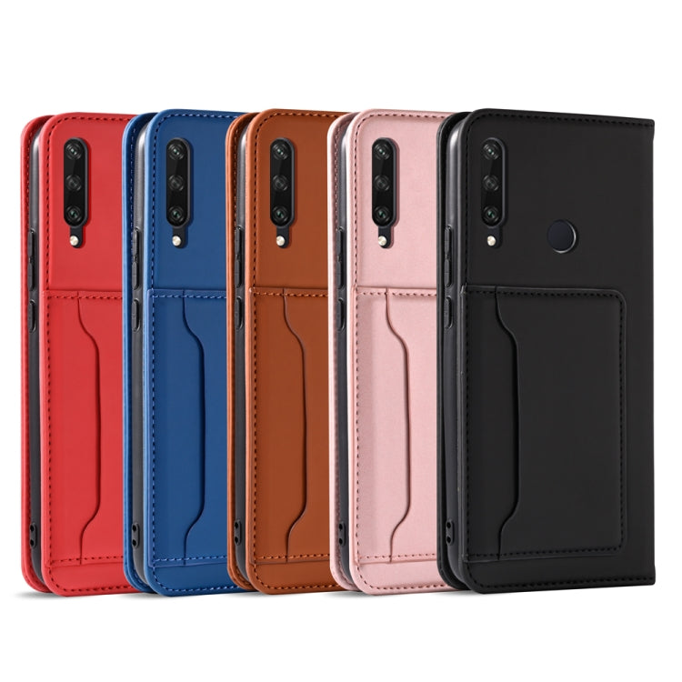 For Huawei Y6P Strong Magnetism Liquid Feel Horizontal Flip Leather Case with Holder & Card Slots & Wallet