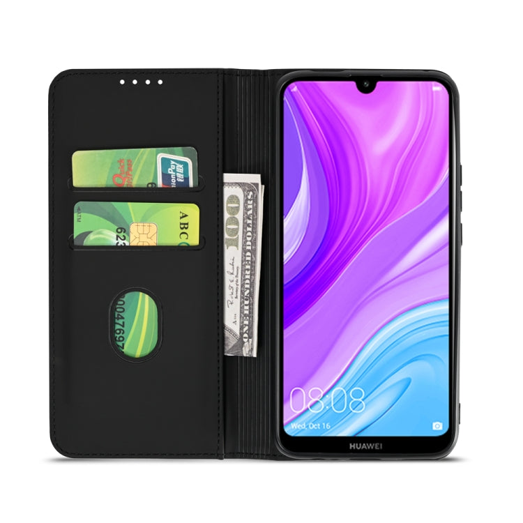 For Huawei Y7 (2019) / Y7 Prime (2019) Strong Magnetism Liquid Feel Horizontal Flip Leather Case with Holder & Card Slots & Wallet