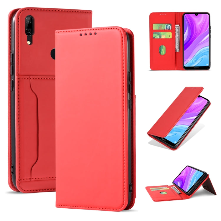 For Huawei Y7 (2019) / Y7 Prime (2019) Strong Magnetism Liquid Feel Horizontal Flip Leather Case with Holder & Card Slots & Wallet