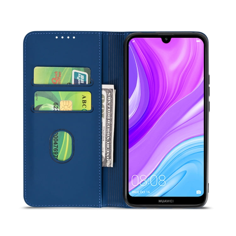 For Huawei Y7 (2019) / Y7 Prime (2019) Strong Magnetism Liquid Feel Horizontal Flip Leather Case with Holder & Card Slots & Wallet