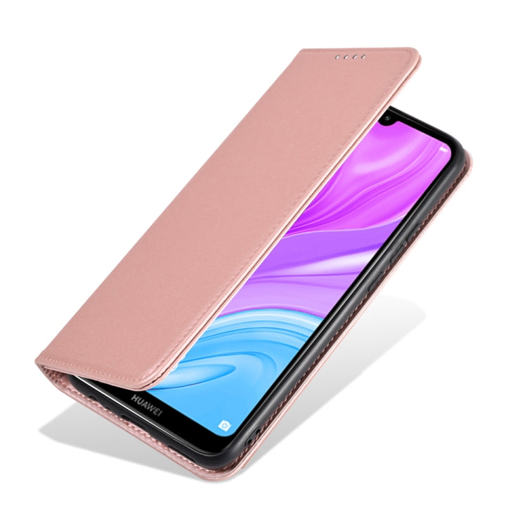 For Huawei Y7 (2019) / Y7 Prime (2019) Strong Magnetism Liquid Feel Horizontal Flip Leather Case with Holder & Card Slots & Wallet