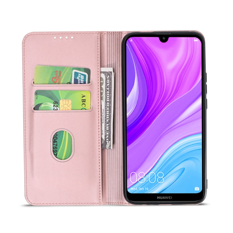 For Huawei Y7 (2019) / Y7 Prime (2019) Strong Magnetism Liquid Feel Horizontal Flip Leather Case with Holder & Card Slots & Wallet