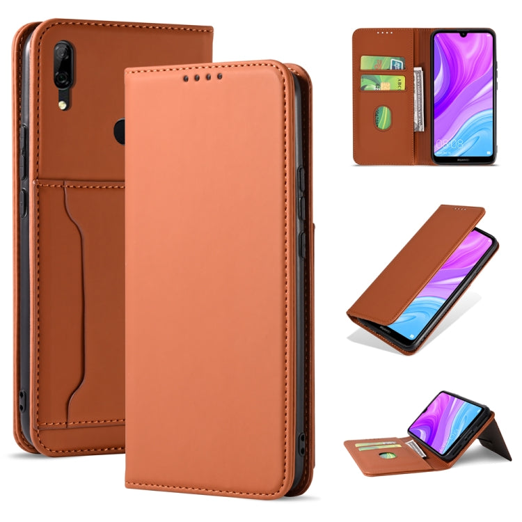 For Huawei Y7 (2019) / Y7 Prime (2019) Strong Magnetism Liquid Feel Horizontal Flip Leather Case with Holder & Card Slots & Wallet