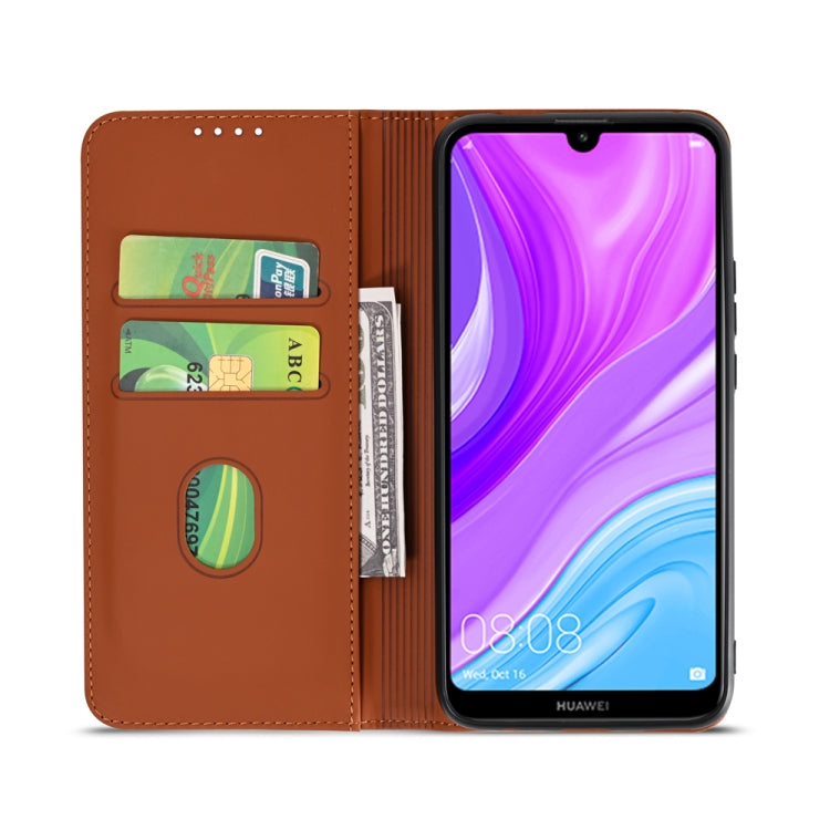 For Huawei Y7 (2019) / Y7 Prime (2019) Strong Magnetism Liquid Feel Horizontal Flip Leather Case with Holder & Card Slots & Wallet