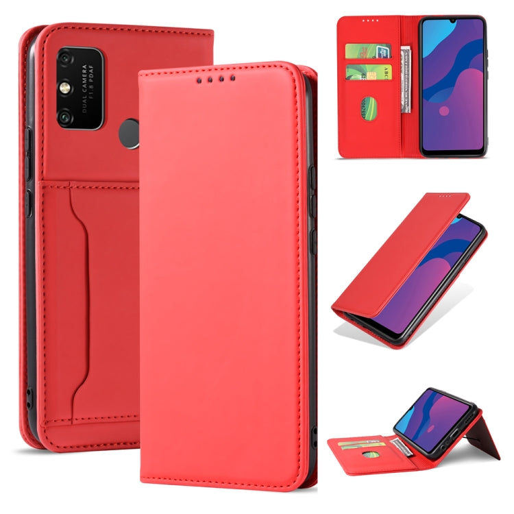 For Huawei Honor 9A Strong Magnetism Liquid Feel Horizontal Flip Leather Case with Holder & Card Slots & Wallet