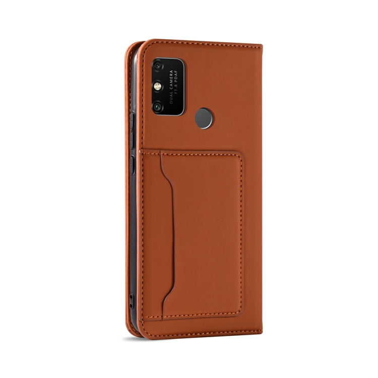For Huawei Honor 9A Strong Magnetism Liquid Feel Horizontal Flip Leather Case with Holder & Card Slots & Wallet