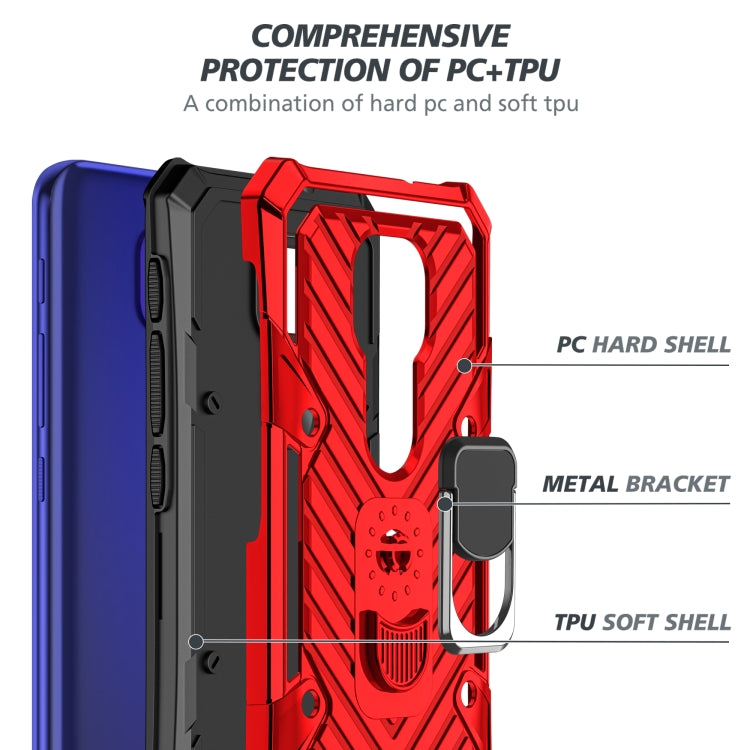 For Motorola Moto G9 Play Cool Armor PC + TPU Shockproof Case with 360 Degree Rotation Ring Holder