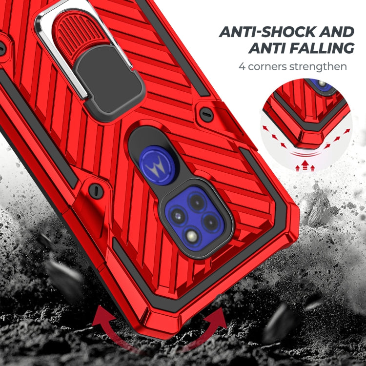 For Motorola Moto G9 Play Cool Armor PC + TPU Shockproof Case with 360 Degree Rotation Ring Holder