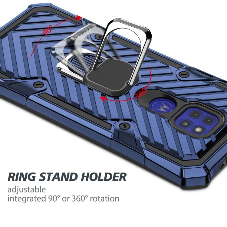 For Motorola Moto G9 Play Cool Armor PC + TPU Shockproof Case with 360 Degree Rotation Ring Holder