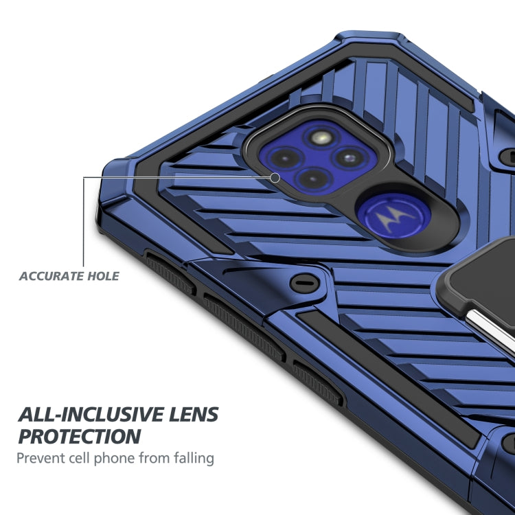 For Motorola Moto G9 Play Cool Armor PC + TPU Shockproof Case with 360 Degree Rotation Ring Holder