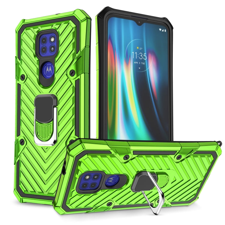 For Motorola Moto G9 Play Cool Armor PC + TPU Shockproof Case with 360 Degree Rotation Ring Holder