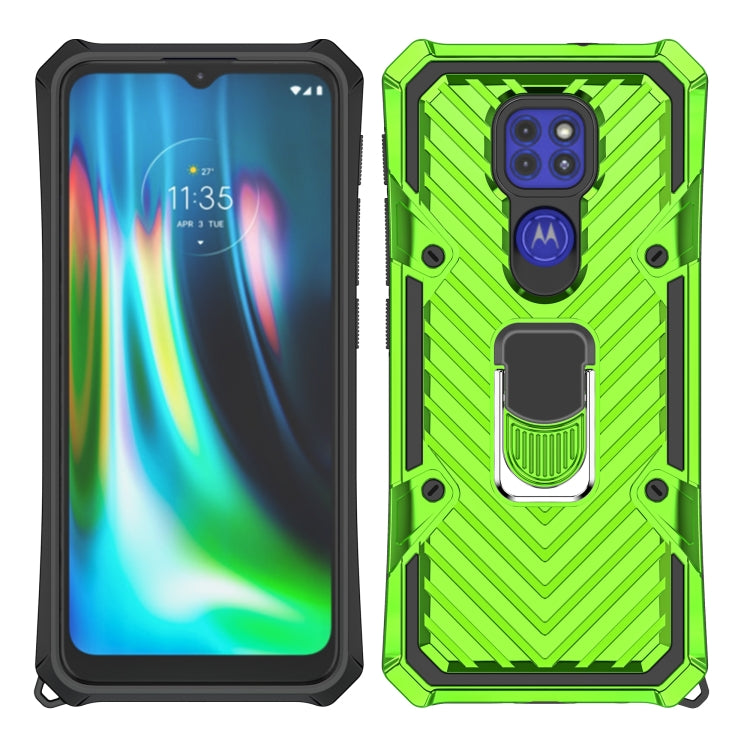 For Motorola Moto G9 Play Cool Armor PC + TPU Shockproof Case with 360 Degree Rotation Ring Holder