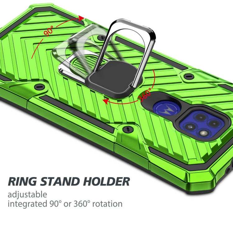 For Motorola Moto G9 Play Cool Armor PC + TPU Shockproof Case with 360 Degree Rotation Ring Holder