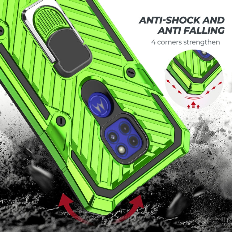 For Motorola Moto G9 Play Cool Armor PC + TPU Shockproof Case with 360 Degree Rotation Ring Holder