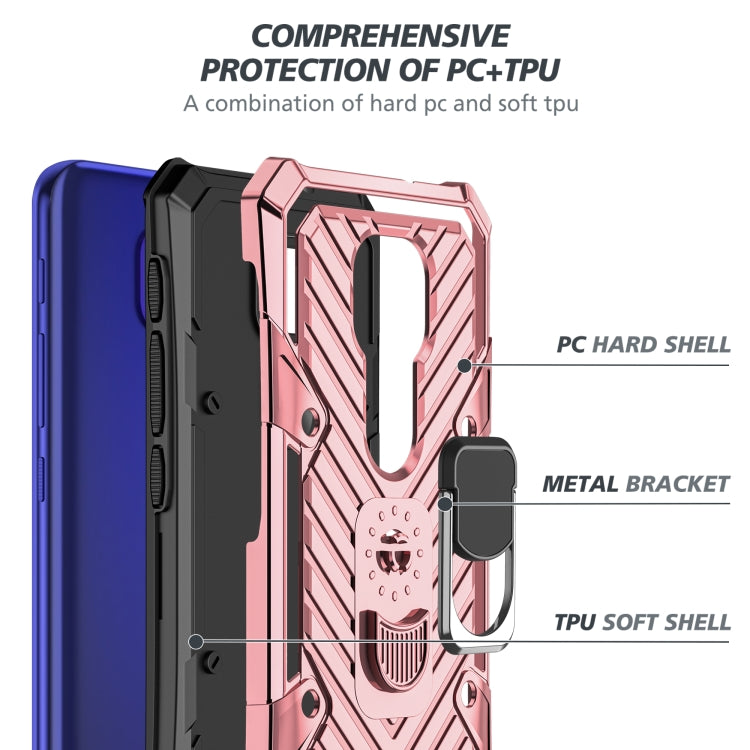 For Motorola Moto G9 Play Cool Armor PC + TPU Shockproof Case with 360 Degree Rotation Ring Holder
