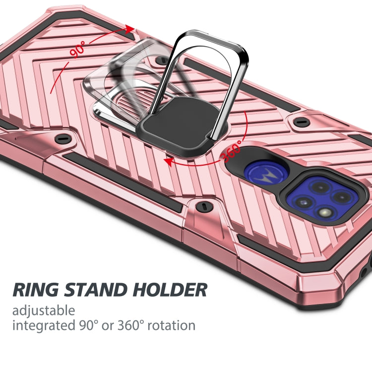 For Motorola Moto G9 Play Cool Armor PC + TPU Shockproof Case with 360 Degree Rotation Ring Holder