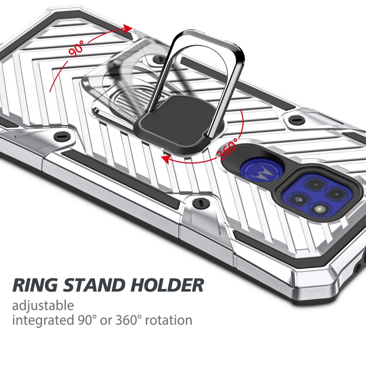 For Motorola Moto G9 Play Cool Armor PC + TPU Shockproof Case with 360 Degree Rotation Ring Holder