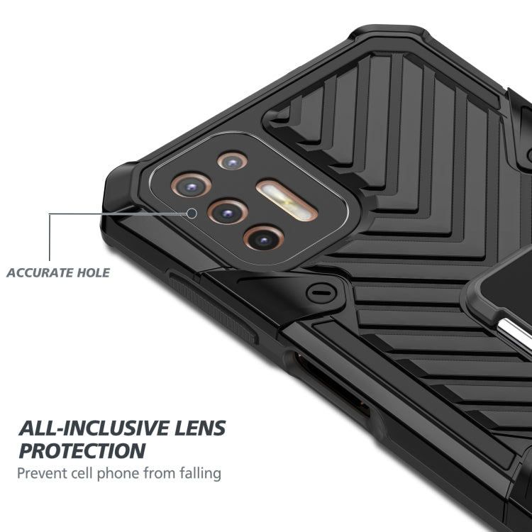 For Motorola Moto G9 Plus Cool Armor PC + TPU Shockproof Case with 360 Degree Rotation Ring Holder