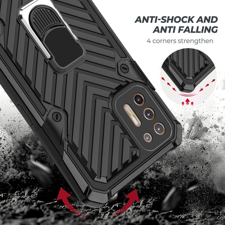For Motorola Moto G9 Plus Cool Armor PC + TPU Shockproof Case with 360 Degree Rotation Ring Holder
