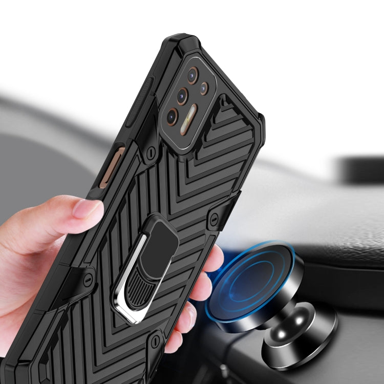 For Motorola Moto G9 Plus Cool Armor PC + TPU Shockproof Case with 360 Degree Rotation Ring Holder