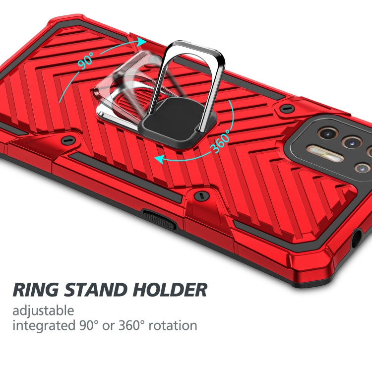 For Motorola Moto G9 Plus Cool Armor PC + TPU Shockproof Case with 360 Degree Rotation Ring Holder