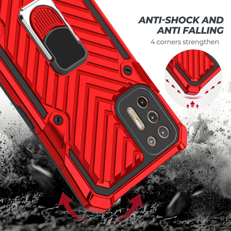 For Motorola Moto G9 Plus Cool Armor PC + TPU Shockproof Case with 360 Degree Rotation Ring Holder