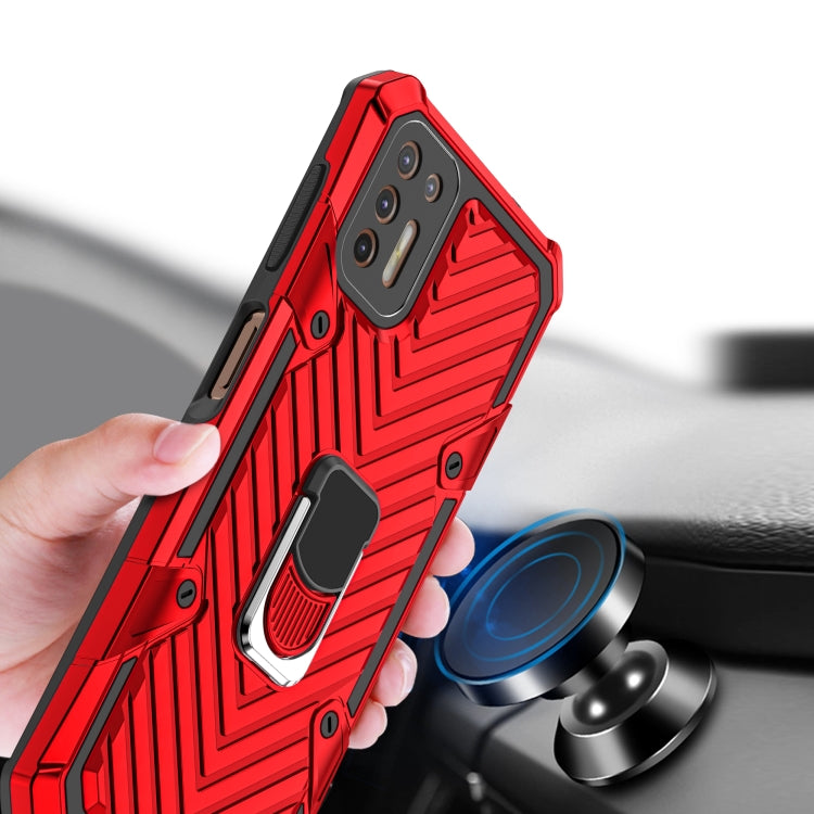 For Motorola Moto G9 Plus Cool Armor PC + TPU Shockproof Case with 360 Degree Rotation Ring Holder