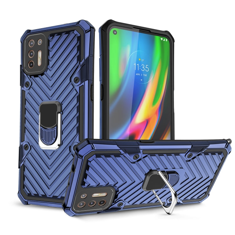 For Motorola Moto G9 Plus Cool Armor PC + TPU Shockproof Case with 360 Degree Rotation Ring Holder