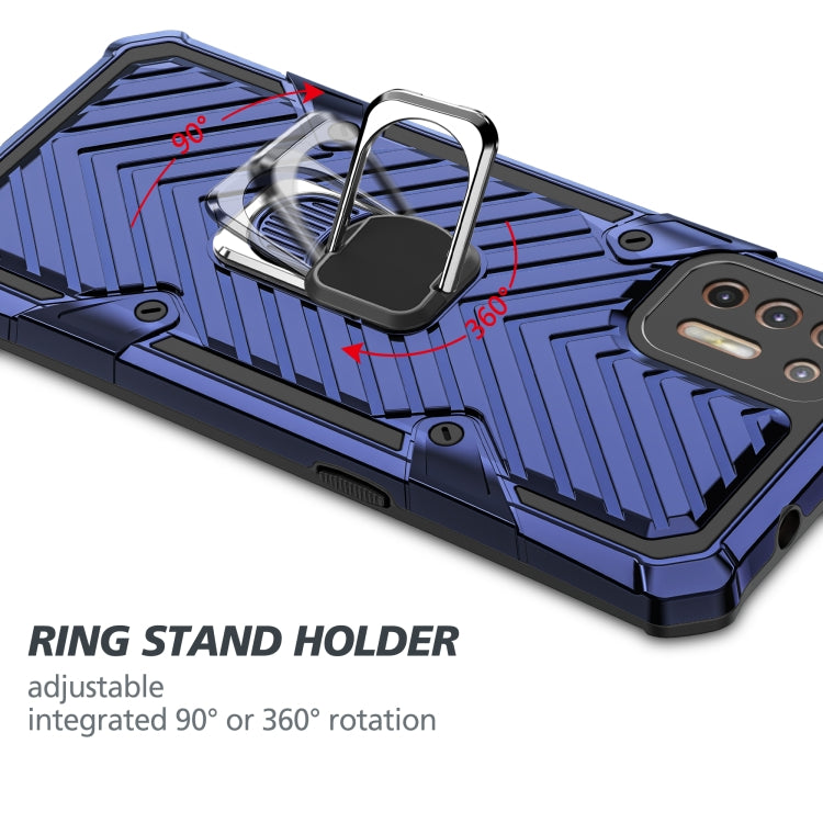For Motorola Moto G9 Plus Cool Armor PC + TPU Shockproof Case with 360 Degree Rotation Ring Holder