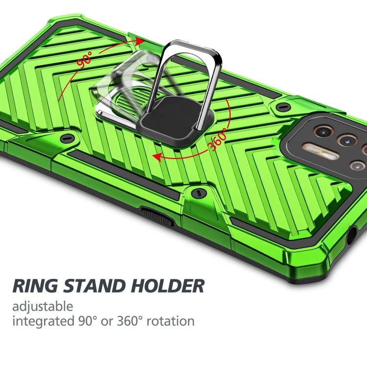 For Motorola Moto G9 Plus Cool Armor PC + TPU Shockproof Case with 360 Degree Rotation Ring Holder