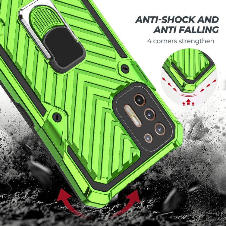 For Motorola Moto G9 Plus Cool Armor PC + TPU Shockproof Case with 360 Degree Rotation Ring Holder