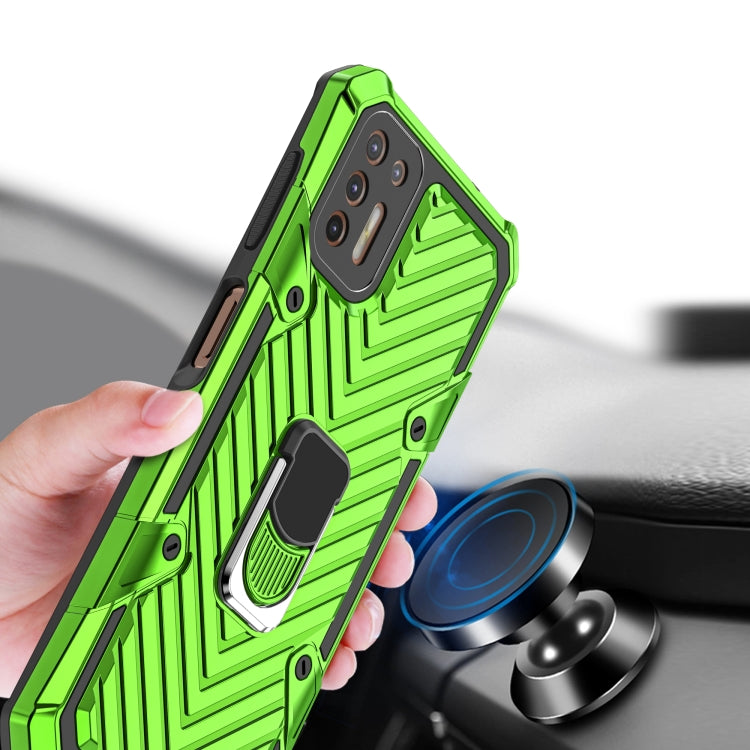 For Motorola Moto G9 Plus Cool Armor PC + TPU Shockproof Case with 360 Degree Rotation Ring Holder