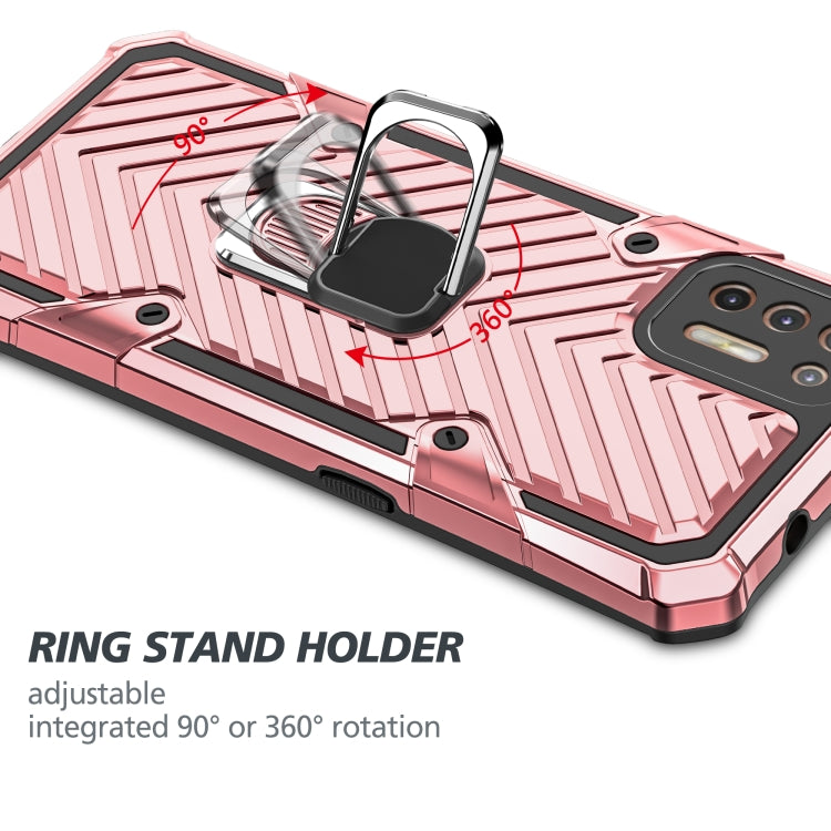 For Motorola Moto G9 Plus Cool Armor PC + TPU Shockproof Case with 360 Degree Rotation Ring Holder
