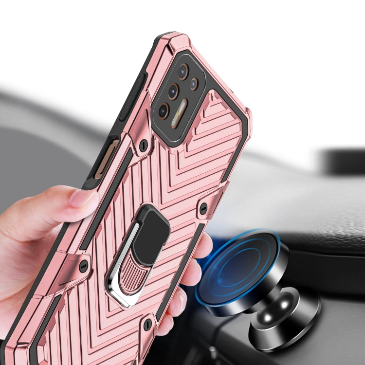 For Motorola Moto G9 Plus Cool Armor PC + TPU Shockproof Case with 360 Degree Rotation Ring Holder