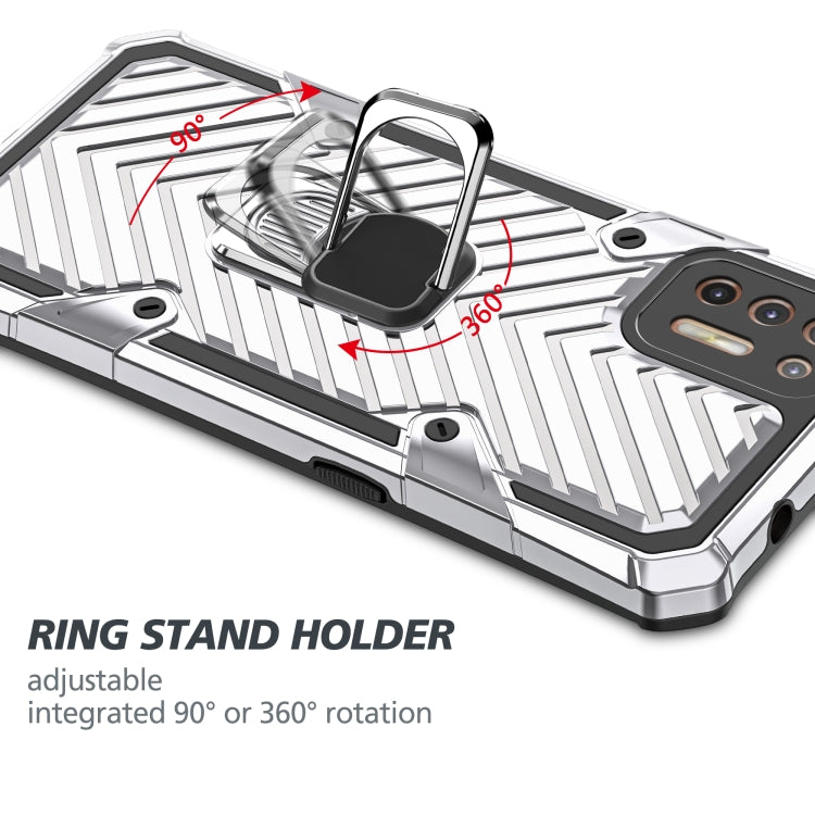 For Motorola Moto G9 Plus Cool Armor PC + TPU Shockproof Case with 360 Degree Rotation Ring Holder