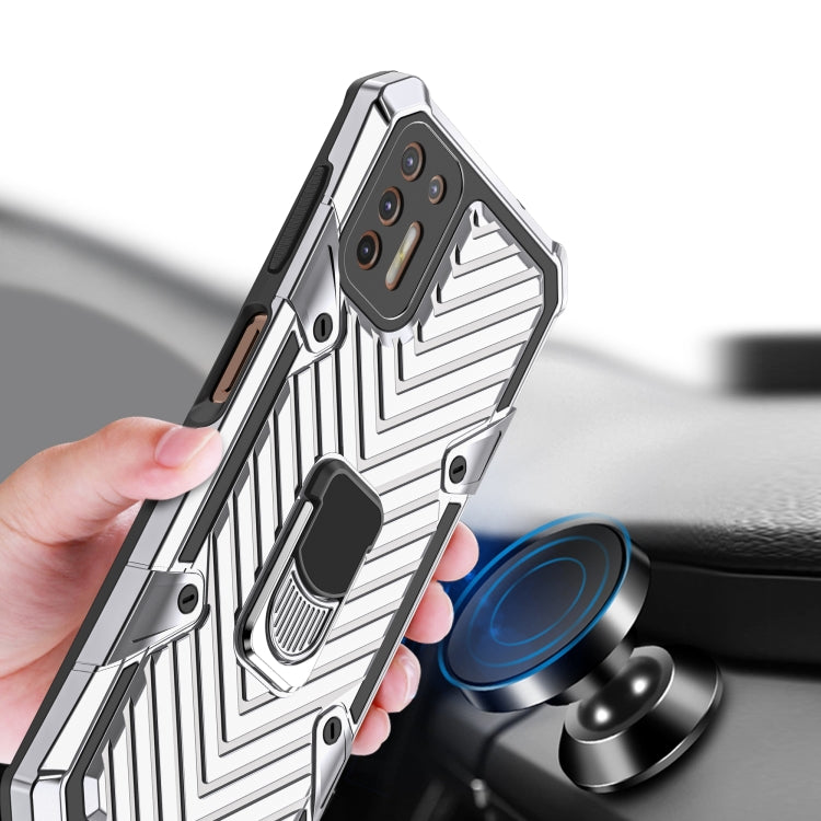 For Motorola Moto G9 Plus Cool Armor PC + TPU Shockproof Case with 360 Degree Rotation Ring Holder