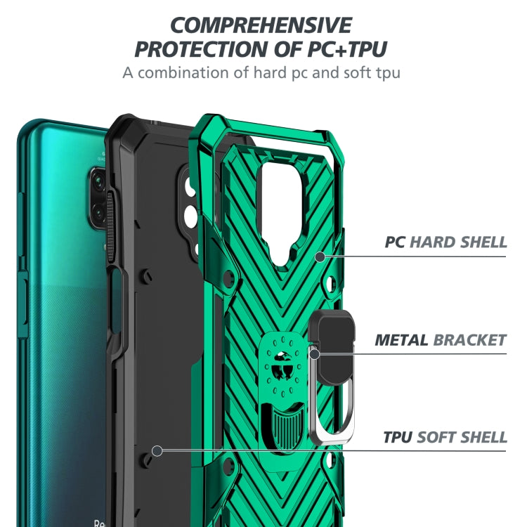For Xiaomi Redmi Note 9S Cool Armor PC + TPU Shockproof Case with 360 Degree Rotation Ring Holder
