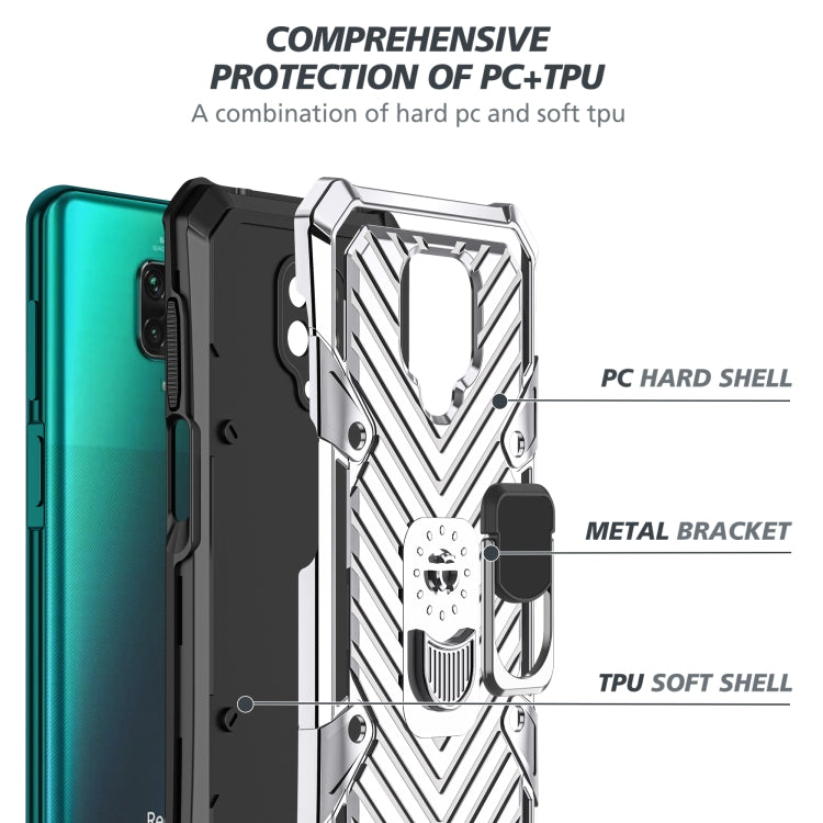 For Xiaomi Redmi Note 9S Cool Armor PC + TPU Shockproof Case with 360 Degree Rotation Ring Holder