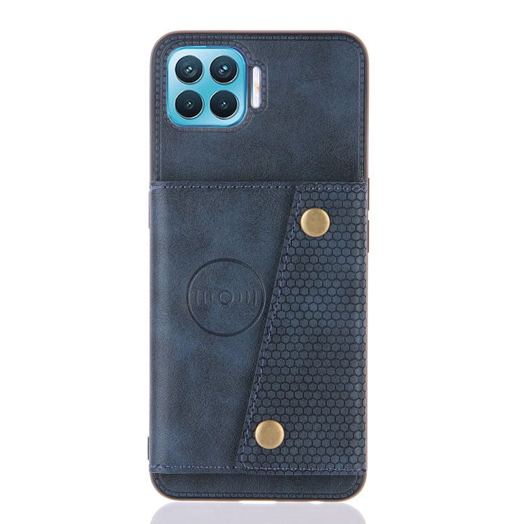 For OPPO F17 Pro Double Buckle PU + TPU Shockproof Magnetic Protective Case with Card Slots & Holder