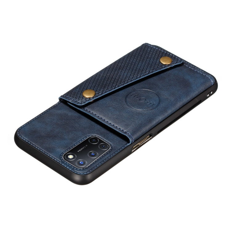 For OPPO Realme 7 5G Double Buckle PU + TPU Shockproof Magnetic Protective Case with Card Slots & Holder